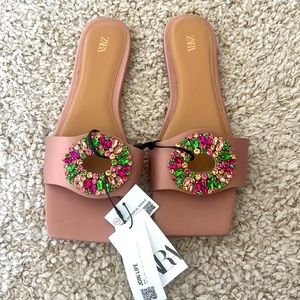 Zara sparkly slides size (40)US(9)